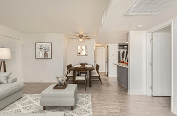 Living room with plank flooring